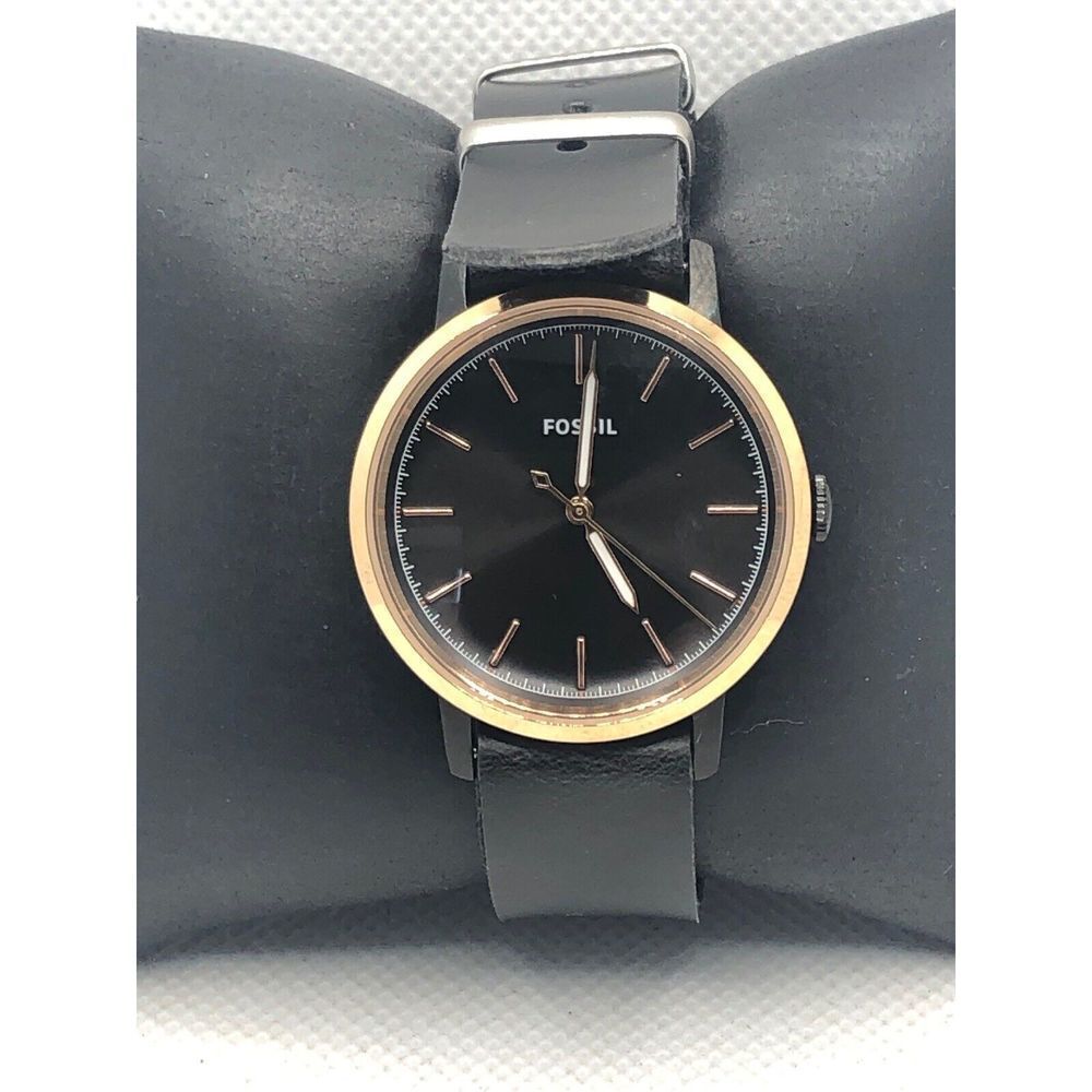 Fossil ES4467 Women's Black Leather Analog Black Dial Quartz Wrist Watch HK445